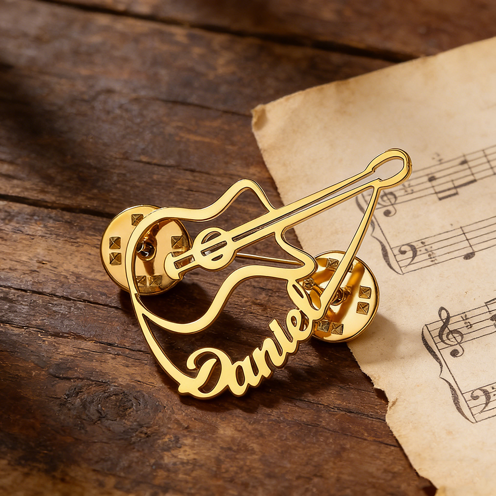 Musical Instrument With Name - Sipuris Violin Custom Name Pin Brooch