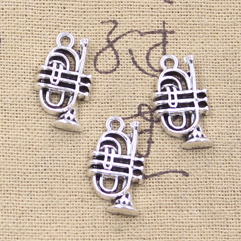 Musical Instrument Cornet - 10pcs Charms Musical Instruments Cornet 22x12mm