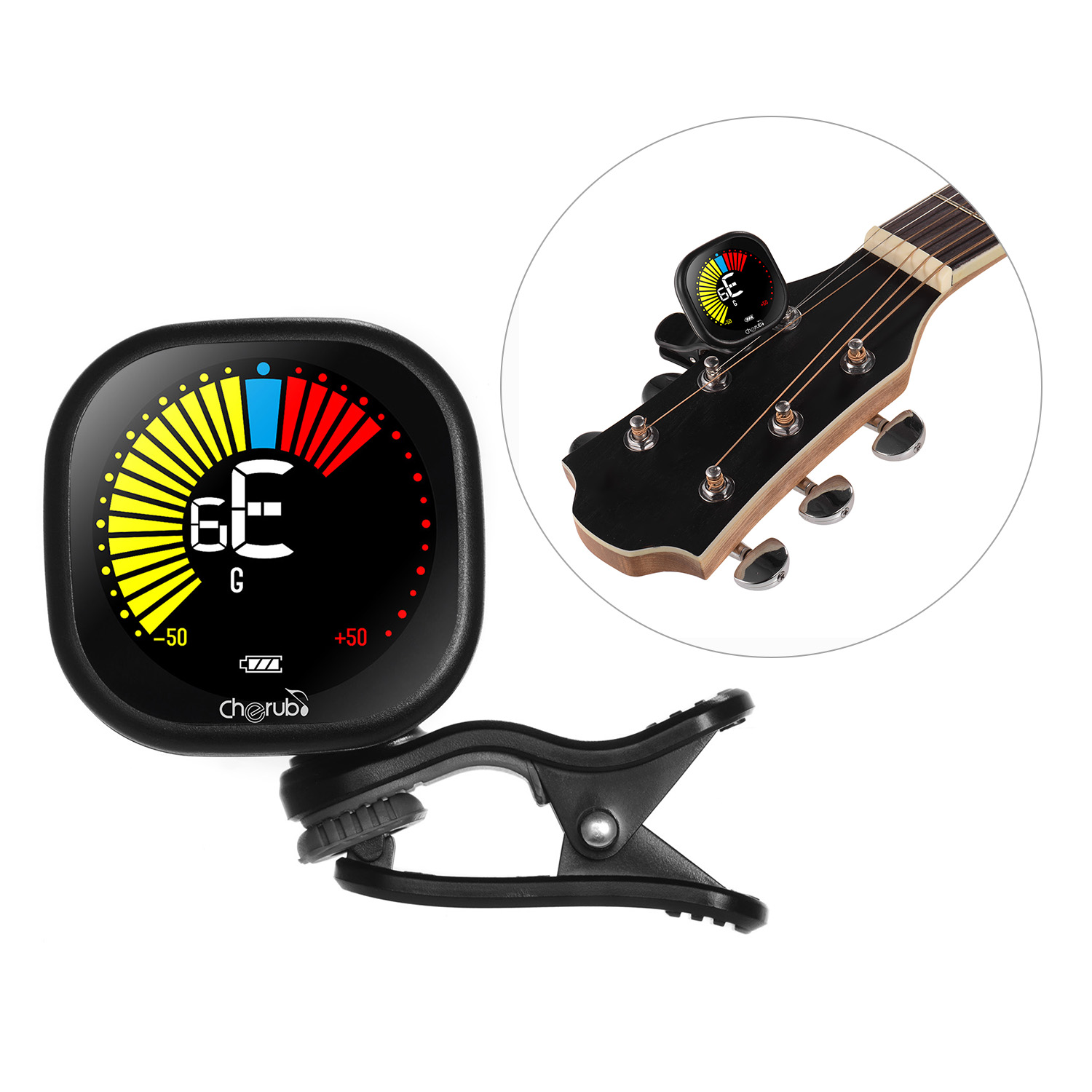 Musical Instrument Organ - Cherub WST-670 Rechargeable Clip-on Guitar Tuner