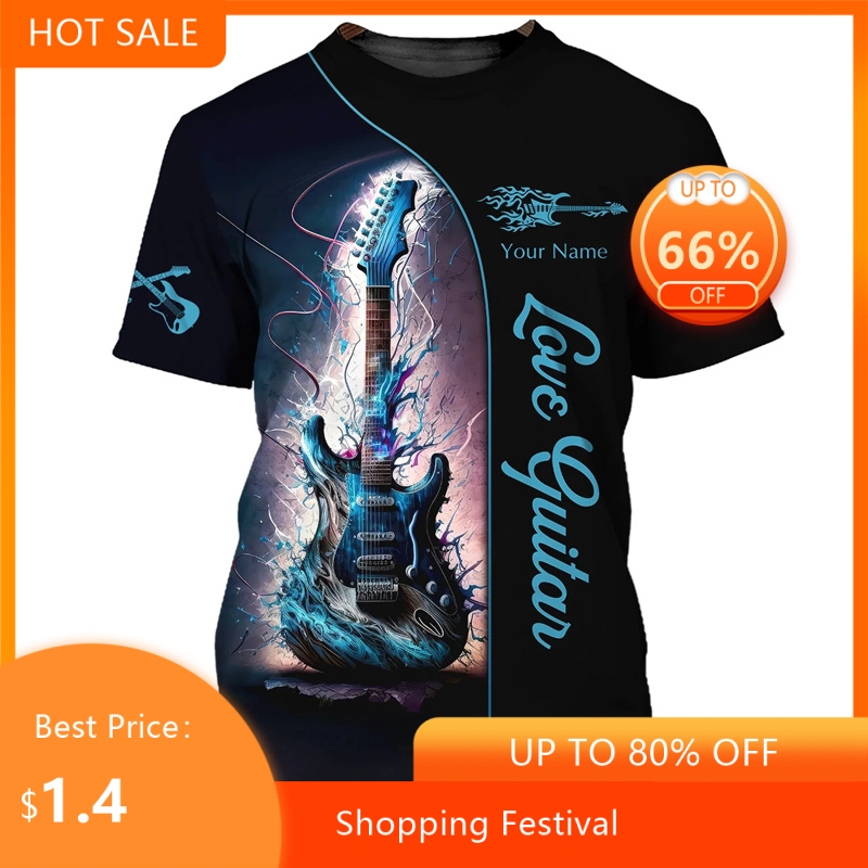 Musical Instrument With Name - Fashion Guitar Bass 3D Print T