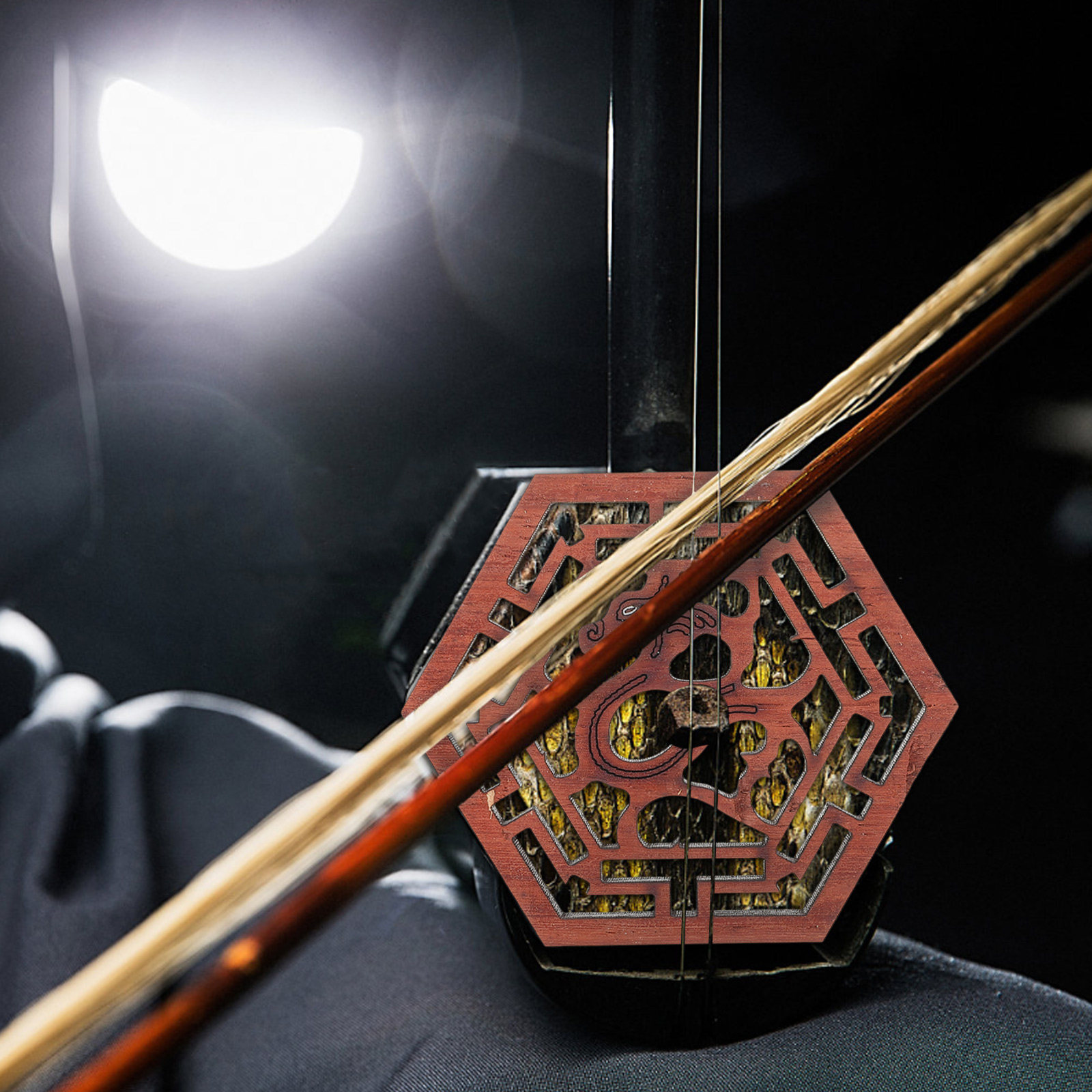 Erhu Violin Chinese - Erhu Sound Window Hexagonal Dragon Pattern