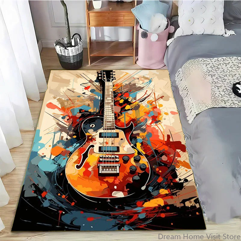 Musical Instrument Manufacturers - Abstract Art Musical Instruments Rug Print