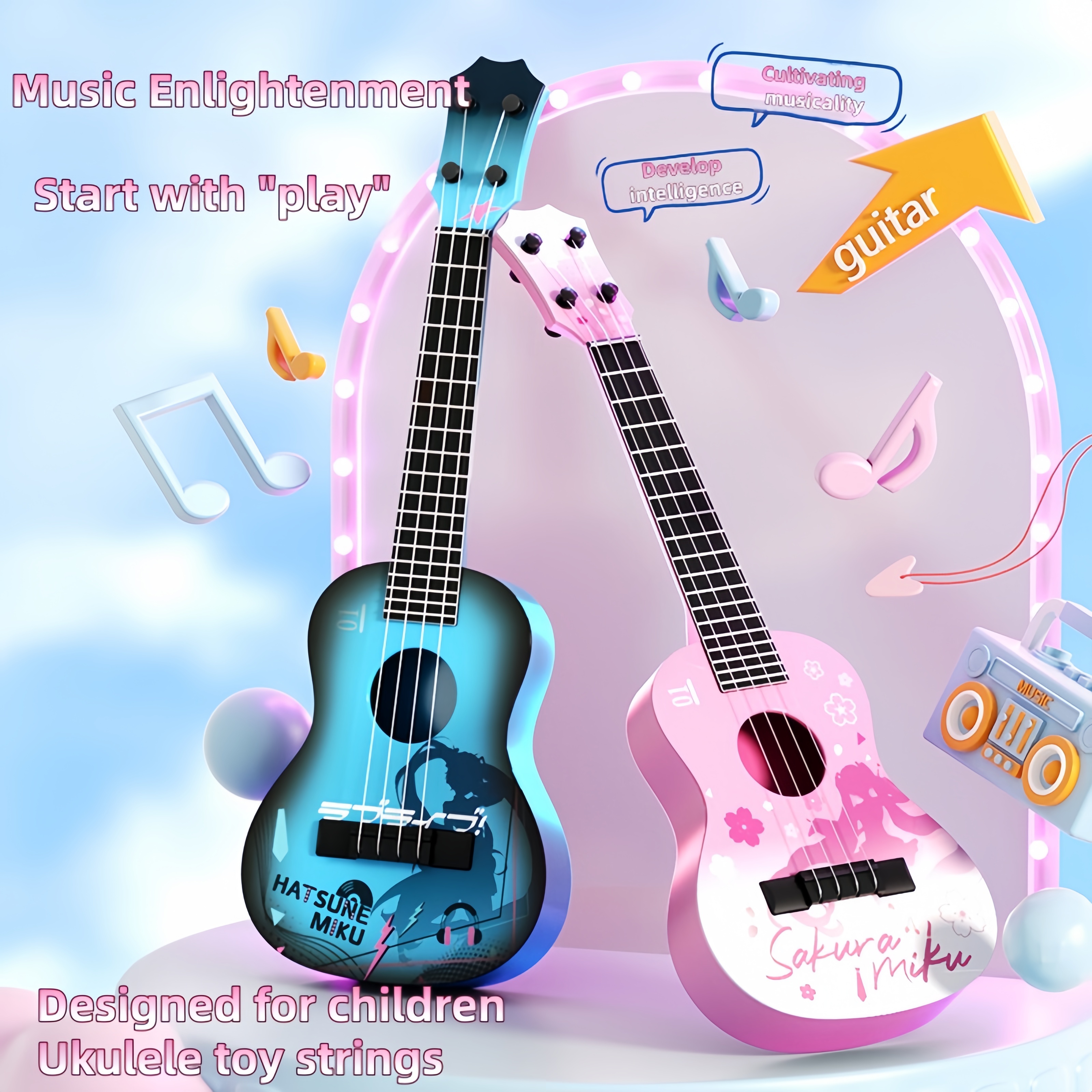 Beginner's Guitar Ukulele for  – Musical Instrument Drawing recenzja i cena