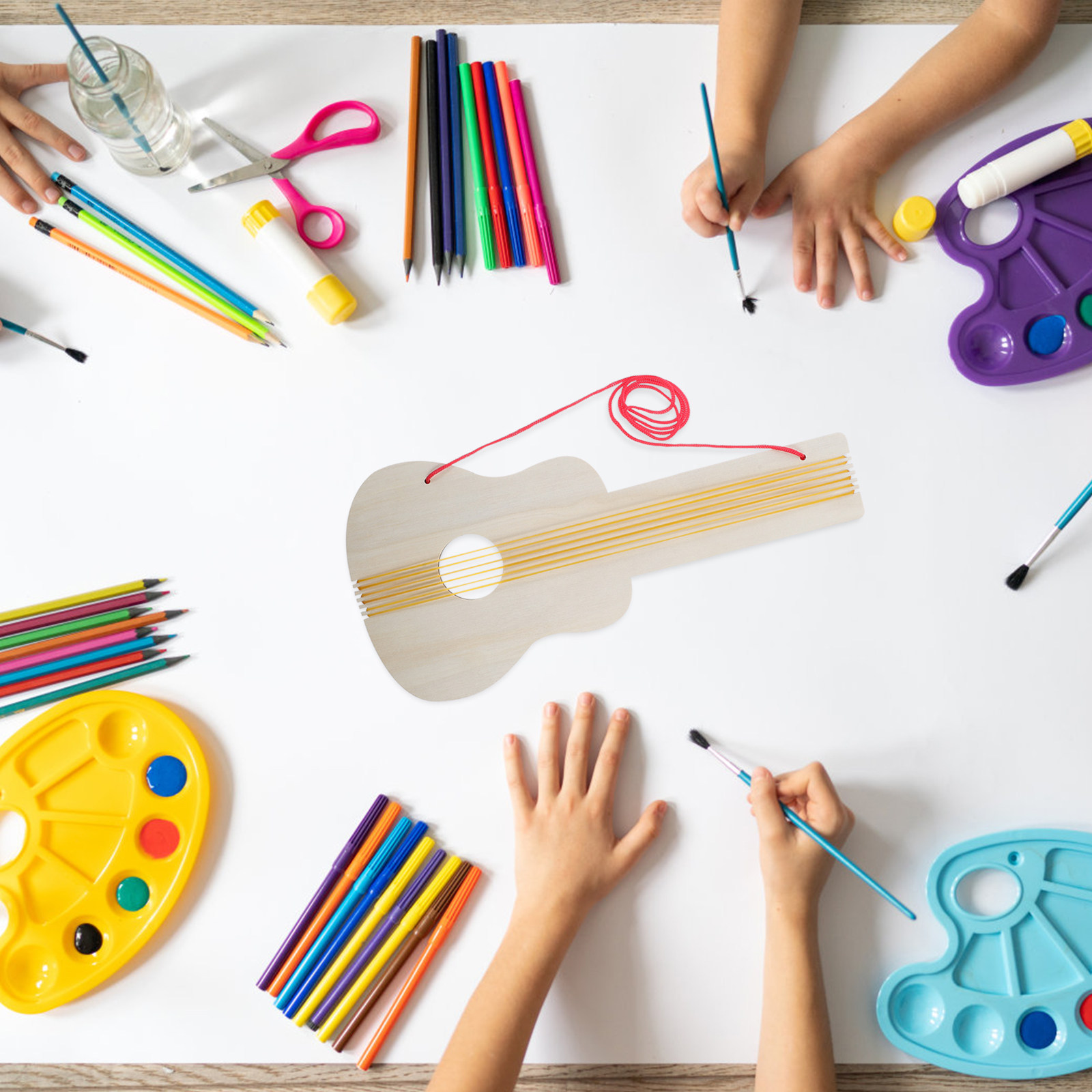 4Pcs Unfinished Wooden Guitar  – Musical Instrument Diy For Kids recenzja i cena