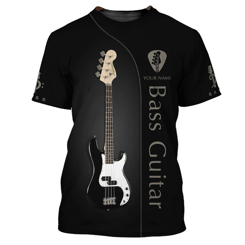 Fashion Guitar Bass 3D Print T – Musical Instrument With Name recenzja i cena
