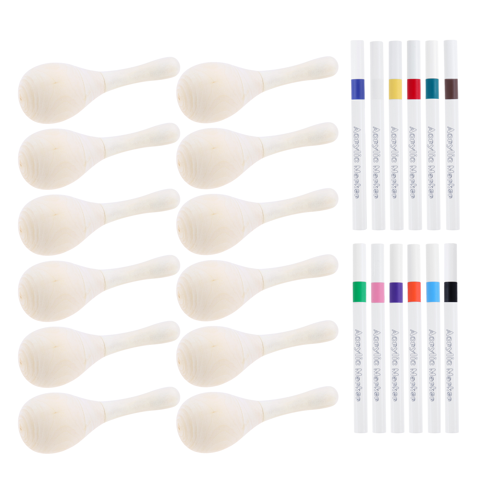 12Pcs DIY Mini Wooden Maracas  – Musical Instrument Diy For Kids recenzja i cena