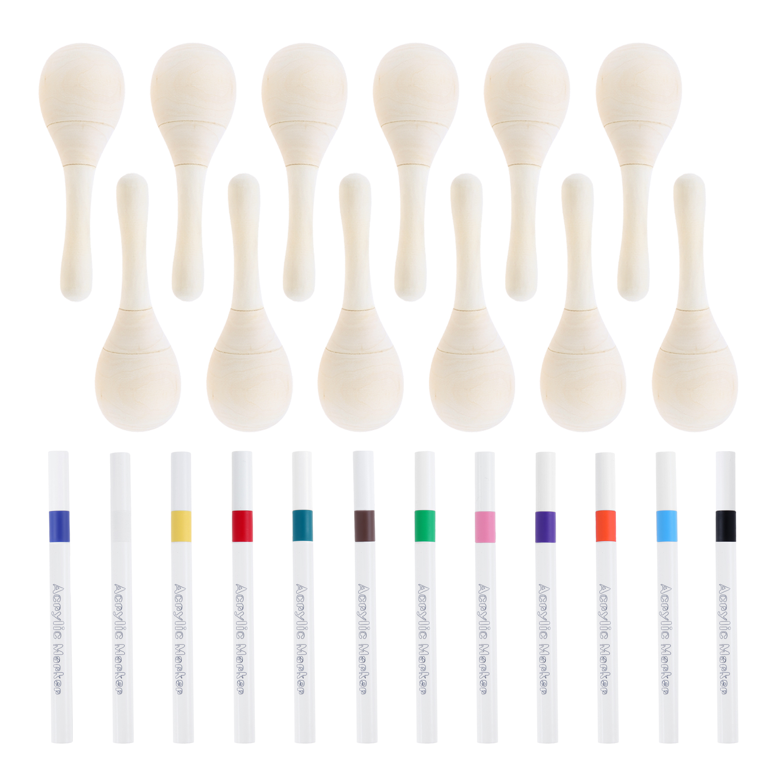 12Pcs DIY Mini Wooden Maracas  – Musical Instrument Diy For Kids recenzja i cena