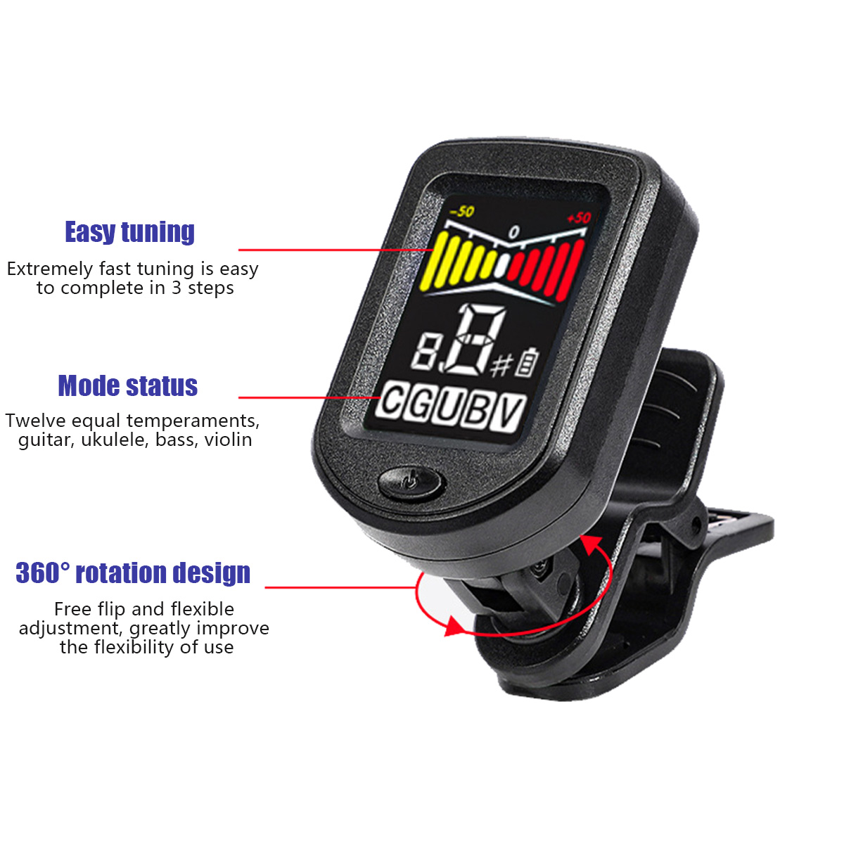 Clip-On Guitar Tuner with Regu – Musical Instrument Organ recenzja i cena